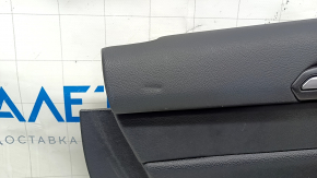 Door trim card rear left Ford Fusion mk5 17-20 titanium, black leather with black leather insert, leather armrest, gray molding, with window lifter trim, dented