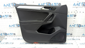 Door trim card front left VW Tiguan 22-24 black, armrest leather black white stitching, insert leather black, gray molding, with tweeter, with handle, worn