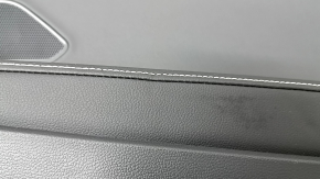 Door trim card rear right VW Tiguan 22-24 black, armrest leather black white stitching, insert leather black, with handle, scratches, dent