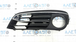 Lower grille front bumper left BMW 5 F10 14-16 partially open under fog lights, Luxury Line, with chrome molding, sand