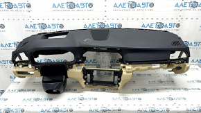 Torpedo front panel with AIRBAG BMW 5 F10 11-16 black and beige, for projection, rusty pyropatron, for dry cleaning