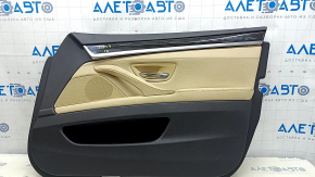 Door trim card front right BMW 5 F10 11-16 leather Dakota black with beige, scratches, bumps, abrasion on the handle, needs cleaning