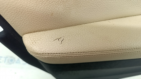 Door trim card front left BMW 5 F10 11-16 leather Dakota black with beige, dented, cracks on leather, needs cleaning