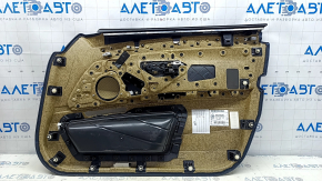 Door trim card front left BMW 5 F10 11-16 leather Dakota black with beige, dented, cracks on leather, needs cleaning