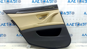 Door trim card rear left BMW 5 F10 11-16 leather Dakota black with beige, scratches, for cleaning