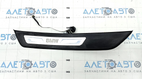 Door sill outer rear left BMW 5 F10 11-16 black with chrome, backlight, water damage, working