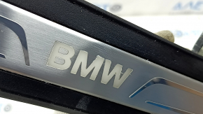 Door sill outer rear left BMW 5 F10 11-16 black with chrome, backlight, water damage, working