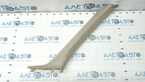 Front pillar trim upper right BMW 5 F10 11-16 beige oyster, crack in fastening, needs cleaning