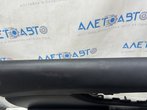 Door trim card front left Nissan Rogue 17-20 black with black insert plastic, armrest leather, under memory, scratches, tears