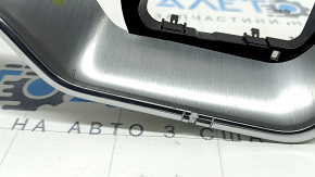 Front panel trim right Volvo XC60 18-23 aluminum with chrome, broken fasteners, scratches, corrosion