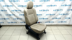 Passenger seat Mitsubishi Outlander 16-18 rest, with airbag, mechanical, beige leather, cracks in leather, for cleaning
