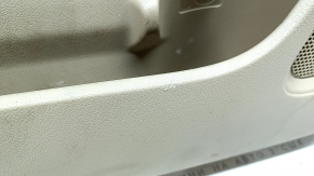 Door trim card front left Mitsubishi Outlander 14-18 beige, armrest beige leather, molding under dark wood, scratches, abrasions, for cleaning