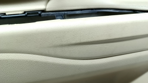 Door trim card front right Mitsubishi Outlander 14-18 beige, armrest beige leather, molding under dark wood, with handle and seal, scuffs, for cleaning