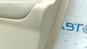 Door trim card front right Mitsubishi Outlander 14-18 beige, armrest beige leather, molding under dark wood, with handle and seal, scuffs, for cleaning