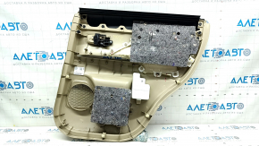 Door trim card rear left Mitsubishi Outlander 14-20 beige, armrest beige leather, with handle and seal, scratches, tear