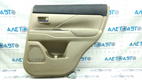 Door trim card rear right Mitsubishi Outlander 14-20 beige, armrest beige leather, with handle and seal, scratches, abrasions