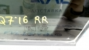 Window blind glass rear right Audi Q7 16-24 tinted, with chrome molding, torn wire, torn seal