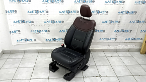 Driver's seat Ford Explorer 20-24 with AIRBAG, electric, heated, ventilated, memory, leather black-brown, Platinum, cracks, scratch, broken pad mount