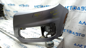 Bare front bumper Audi Q7 16-19 for 4 parking sensors, silver, with reflectors, without washer, scratches, broken fasteners