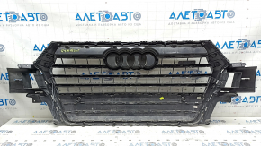 Radiator grill assembly Audi Q7 16-19 gray, for parking sensors, with emblems, sand