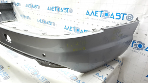 Bare rear bumper lower part Audi Q7 16-19 for 4 parking sensors, silver, scuffed