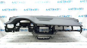 Torpedo front panel with AIRBAG Audi Q7 16-19 under projection, black-gray leather, rusty pyropatron