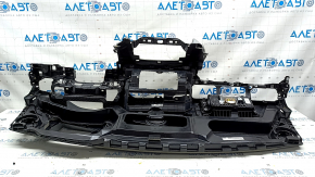 Torpedo front panel with AIRBAG Audi Q7 16-19 under projection, black-gray leather, rusty pyropatron