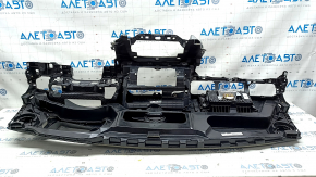 Torpedo front panel with AIRBAG Audi Q7 16-19 under projection, black-gray leather, rusty pyropatron