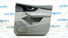 Door trim card front right Audi Q7 16-19 leather gray BOSE, insert leather gray, molding under dark wood and black gloss, armrest leather gray, tear, for cleaning