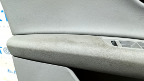 Door trim card front left Audi Q7 16-19 leather gray BOSE, insert leather gray, molding under dark wood and black gloss, armrest leather gray, with handle and overlays, scratches, for cleaning