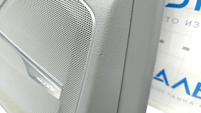 Door trim card rear left Audi Q7 16-19 leather gray BOSE, insert leather gray, molding under dark wood and black gloss, armrest leather gray, with handle and overlays, dented, butt