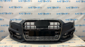 Front bumper assembly Audi A6 16-18 S-line for parking sensors and washer