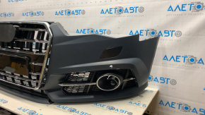 Front bumper assembly Audi A6 16-18 S-line for parking sensors and washer