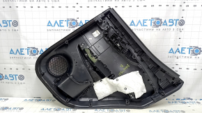 Door trim card rear left Nissan Rogue Sport 17-19 black, armrest leather black, overlay blue gloss