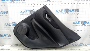 Door trim card rear right Nissan Rogue Sport 17-19 black, armrest leather black, overlay blue gloss, scratches, for dry cleaning