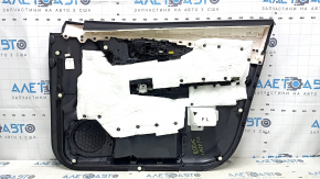 Door trim card front left Nissan Rogue Sport 17-22 black, armrest leather black, overlay blue gloss