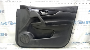 Door trim card front right Nissan Rogue Sport 17-22 black, armrest leather black, overlay blue gloss