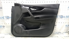 Door trim card front right Nissan Rogue Sport 17-22 black, armrest leather black, overlay blue gloss