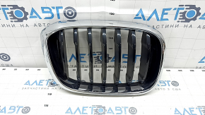 Radiator grill right BMW X3 G01 18-21 nostril, chrome frame + black grill, broken mount