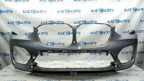 Bare front bumper BMW X3 G01 18-21 LUXURY-Line for parking sensors and camera, white, bumpers, cracks in fasteners