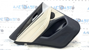 Door trim card rear left BMW X3 G01 18-21 beige leather, beige leather insert, gray stitching, wood insert Var.poplar, gray, with handle, dry-cleanable, scratch