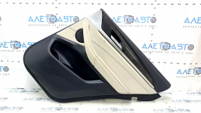 Door trim card rear right BMW X3 G01 18-21 beige leather, beige leather insert, gray stitching, wood insert Var.poplar, gray, with handle, dry-cleanable