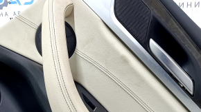 Door trim card rear right BMW X3 G01 18-21 beige leather, beige leather insert, gray stitching, wood insert Var.poplar, gray, with handle, dry-cleanable