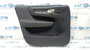 Door trim card front left Volvo XC40 19-25 black, armrest leather black, with overlay black-gray, Harman Kardon, with arm, backlight, dent, for cleaning