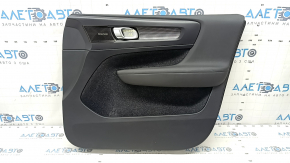 Door trim card front right Volvo XC40 19-25 black, armrest leather black, with overlay black-gray, Harman Kardon, with arm, backlight, dents, scratches, for cleaning