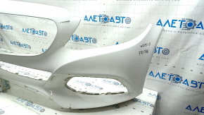 Bare front bumper Mercedes C-class W205 300/350e/350h/400 15-18 without parking sensors, white, broken mount, scratches, dents