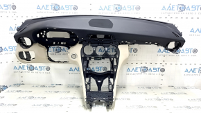 Torpedo front panel with AIRBAG Mercedes C-class W205 15-18 without projection, black, beige overlays