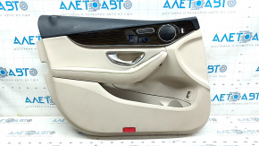 Door trim card front left Mercedes C-class W205 15-18 leather black, gray insert, bumps, scratches