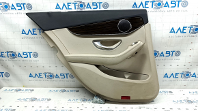 Door trim card rear left Mercedes C-class W205 15-18 beige leather, wood insert, beige leather armrest, black top, with handle and pads, for cleaning