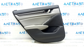 Door trim card rear left Honda Accord 18-22 black with gray insert leather, armrest gray leather, wood insert, with handle